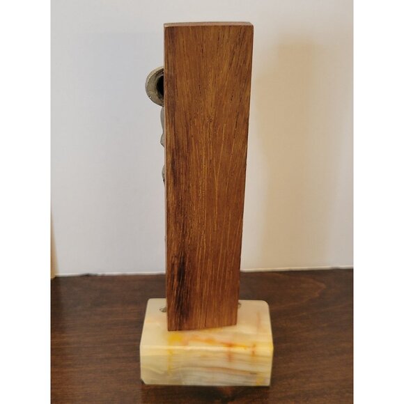 Vintage St. Anthony & Child Pewter Wood Marble Religious Figurine 5.75" Italy - Picture 2 of 4